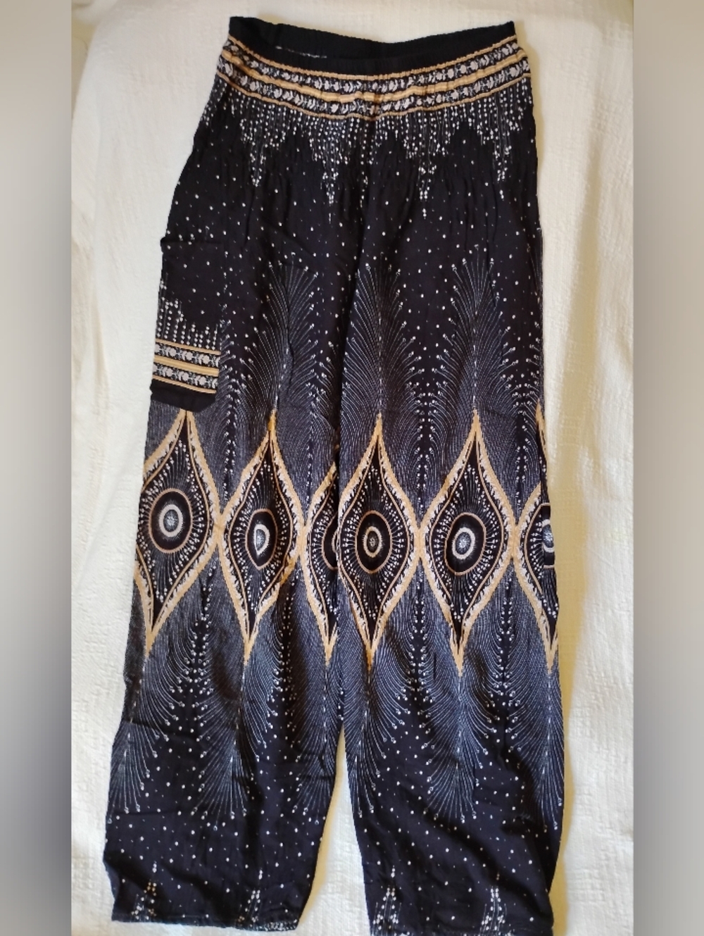 Black Harem Pants With Gold Details. OS. So Comfy And Flattering